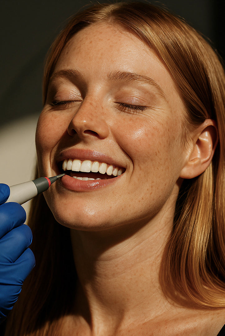 Woman receiving dental exam