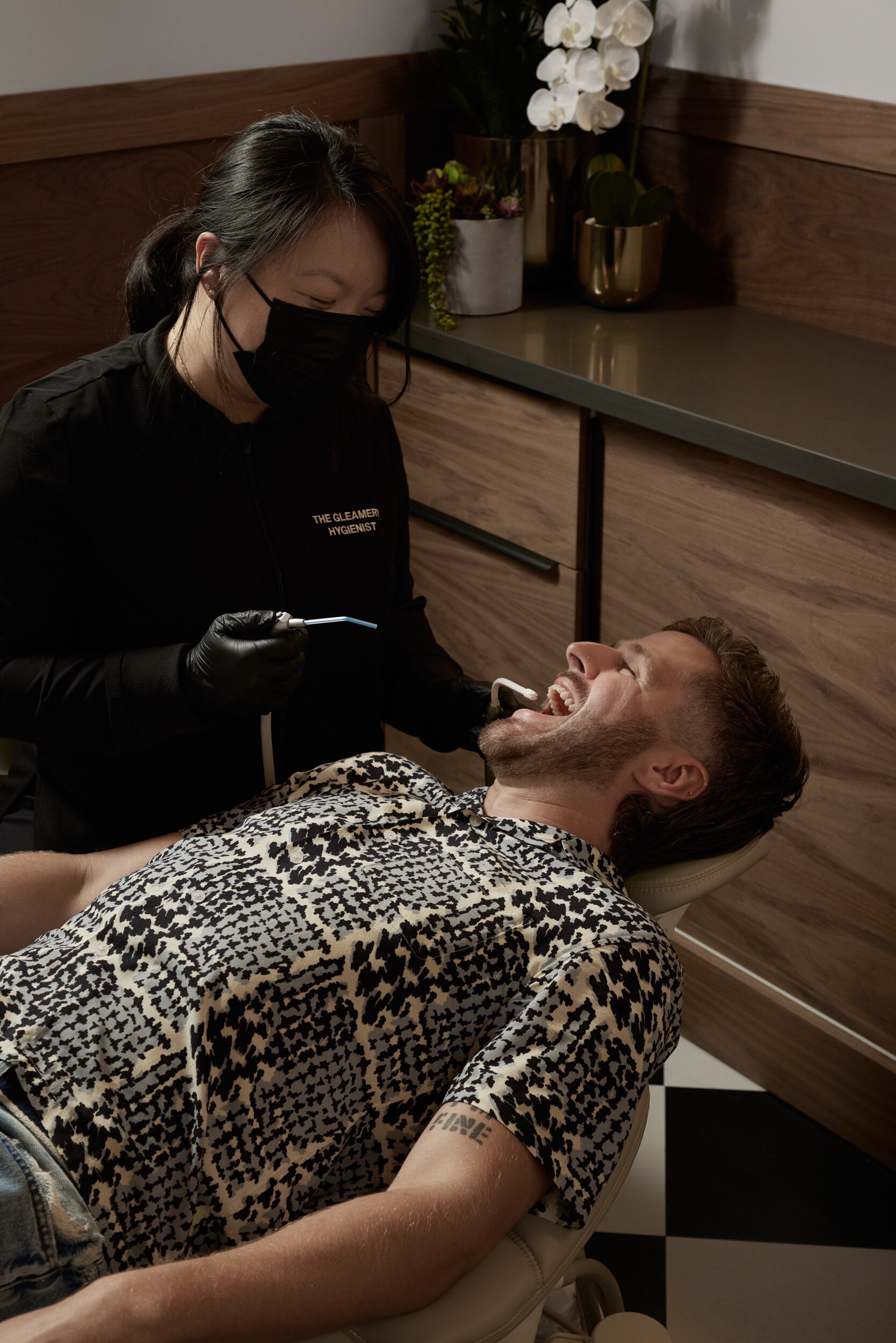 Man receiving dental treatment